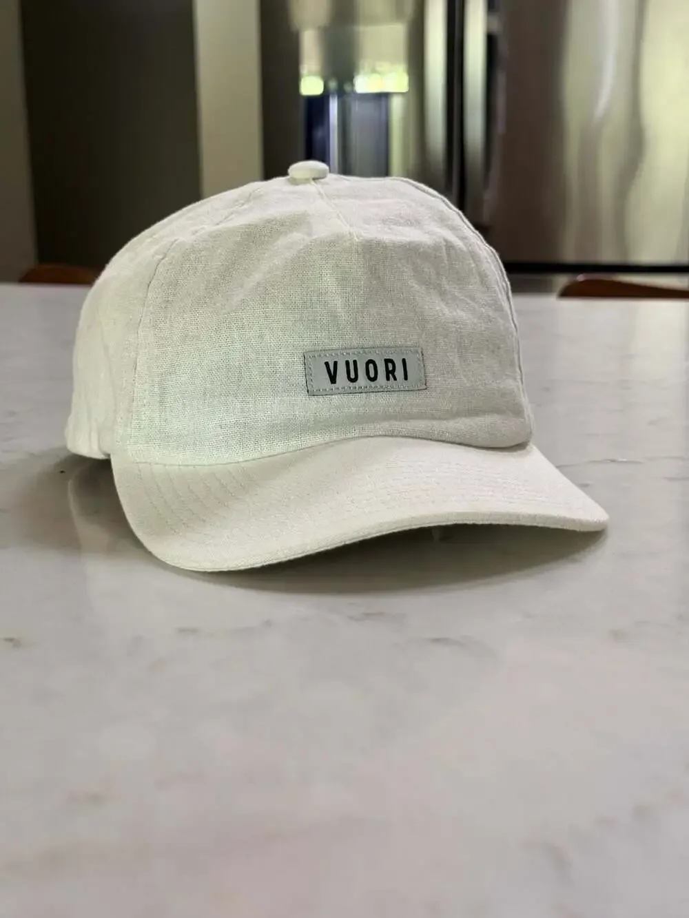 Vuori Off-White Linen Blend Adjustable Snapback Hat Cap